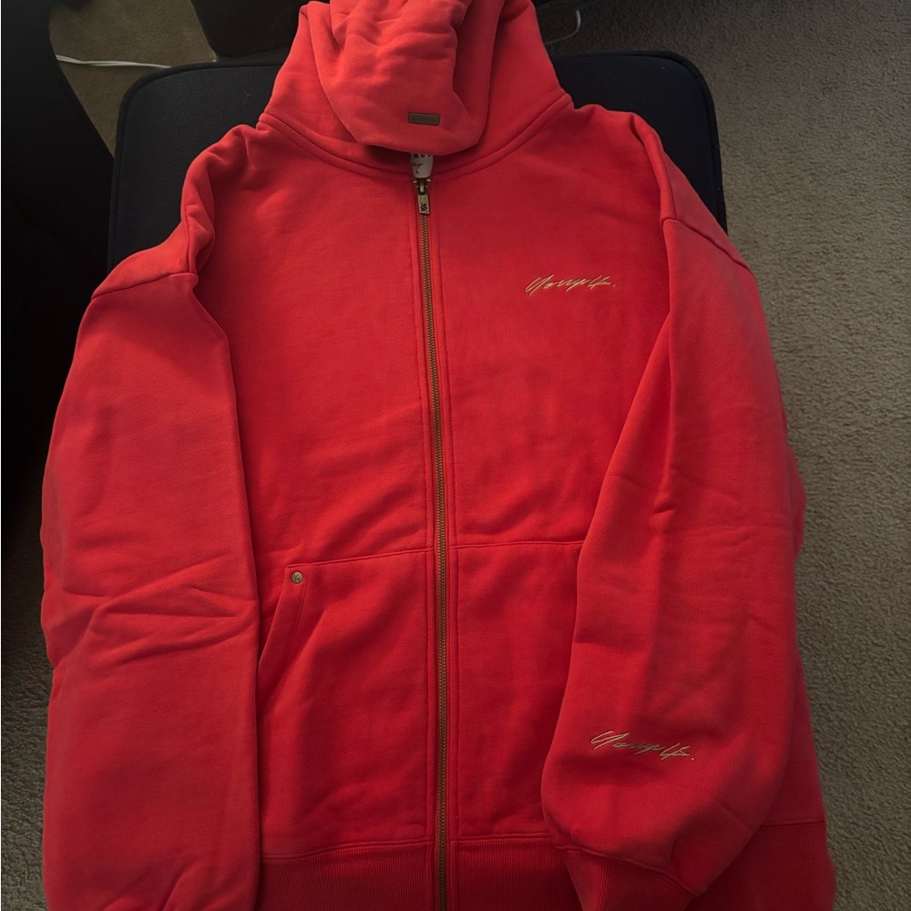 YoungLA Vibrant Full Zip Red Hoodie